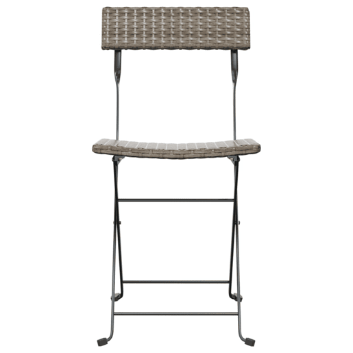 vidaXL Cadeiras de bistrô dobráveis 2 pcs vime PE e aço cinzento vidaXL Cadeiras de bistrô dobráveis 2 pcs vime PE e aço cinzento