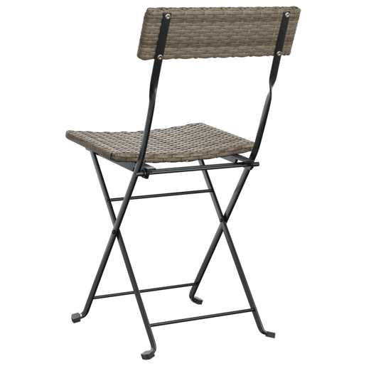 vidaXL Cadeiras de bistrô dobráveis 2 pcs vime PE e aço cinzento vidaXL Cadeiras de bistrô dobráveis 2 pcs vime PE e aço cinzento