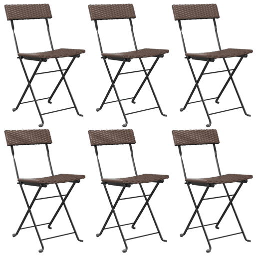 vidaXL Cadeiras de bistrô dobráveis 6 pcs vime PE e aço castanho vidaXL Cadeiras de bistrô dobráveis 6 pcs vime PE e aço castanho