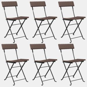vidaXL Cadeiras de bistrô dobráveis 6 pcs vime PE e aço castanho