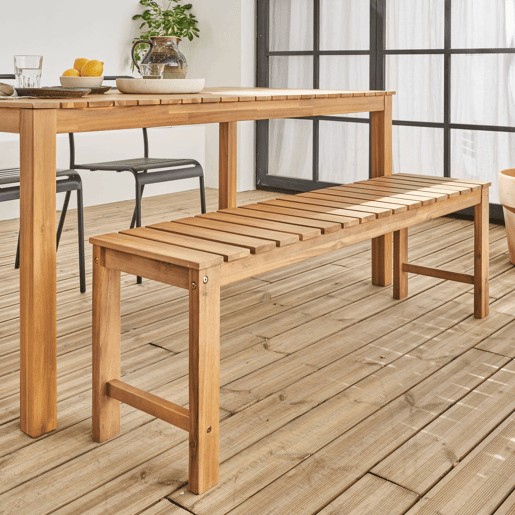 Banco em acácia em madeira clara, 140cm, Cartama, Madeira, 140x35x45 cm