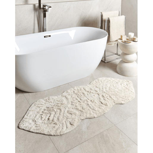 Tapete casa de banho CANBAR Creme claro 150 x 60 cm Algodão