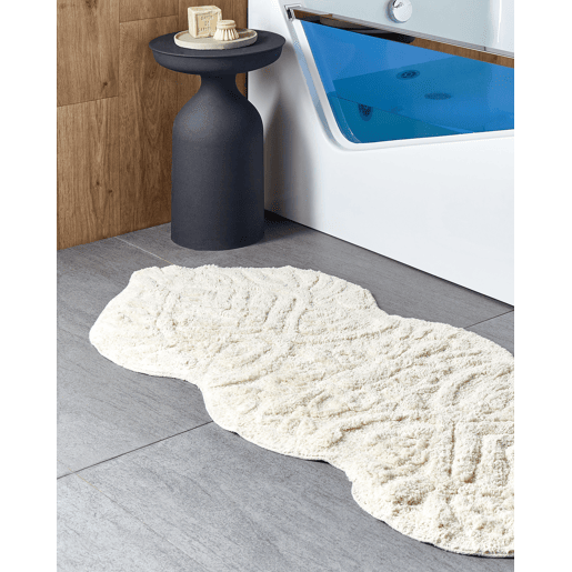 Tapete casa de banho CANBAR Creme claro 150 x 60 cm Algodão