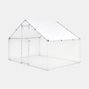 Cercado para galinheiro e aviário em aço galvanizado, Babette, Gris et vert, 200x298x195 cm