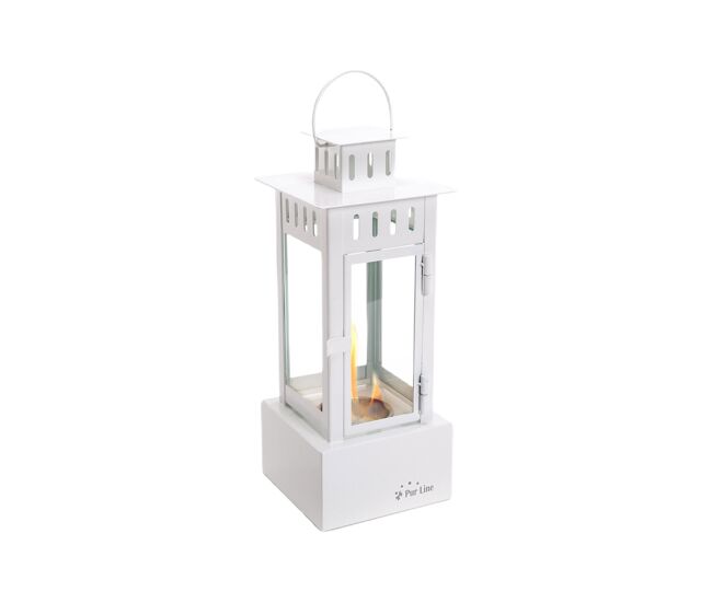 Chimenea de etanol fabricada en metal y con un depósito de 0.5l. diseño en forma de farolillo es moderno y práctico. sus cuatro vidrios templados contienen unas llamas que aportarán un toque diferente y creativo a tu hogar.