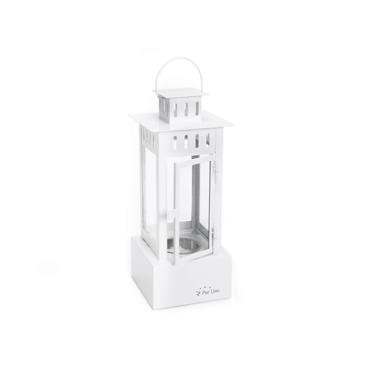 Lareira a etanol em metal com um depósito de 0,5L. O seu design em forma de lanterna é moderno e prático. Os seus quatro vidros temperados contêm chamas que darão um toque diferente e criativo à sua casa.