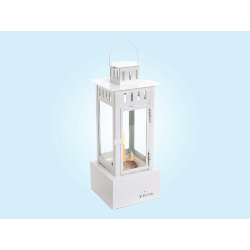 Lareira a etanol em metal com um depósito de 0,5L. O seu design em forma de lanterna é moderno e prático. Os seus quatro vidros temperados contêm chamas que darão um toque diferente e criativo à sua casa.