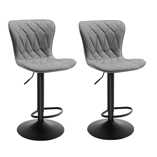 2 conjuntos de bancos altos rotativos modernos, ajustáveis e acolchoados com design de diamante e footstool - perfeito para cozinhas ou bares