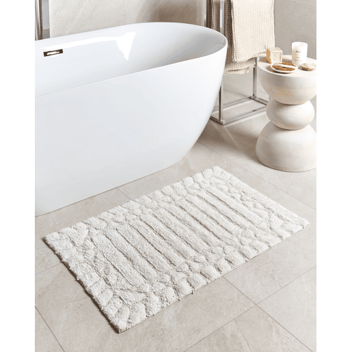 Tapete casa de banho TEKKE Creme claro 60 x 90 cm Algodão