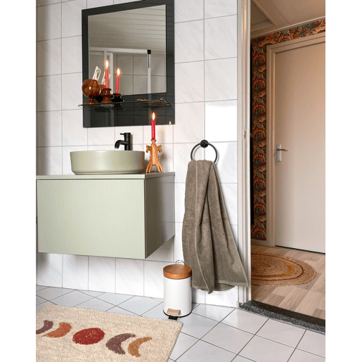Tapete casa de banho ESME Creme 50 x 80 cm Algodão