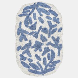 Tapete casa de banho DERIK Azul 60 x 90 cm Algodão