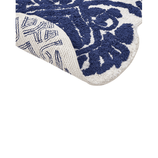 Tapete casa de banho CANBAR Azul marinho 150 x 60 cm Algodão