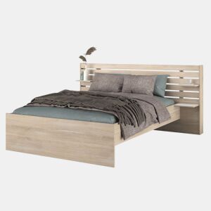 Cama de casal com cabeceira em carvalho japonês 135-140x200 cm