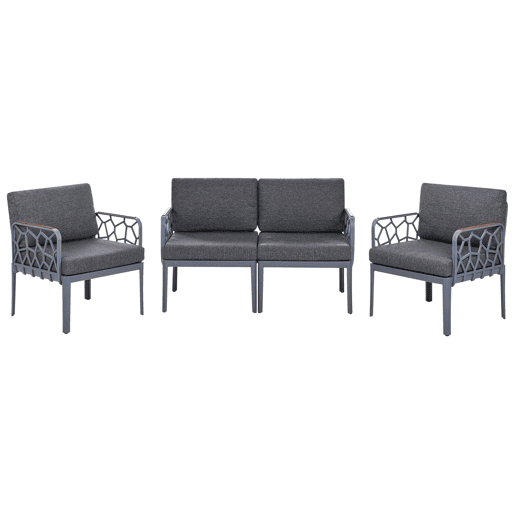 Conjunto de sofás de jardim 4 lugares ERICHE Cinzento escuro Conjunto de sofás de jardim 4 lugares ERICHE Cinzento escuro