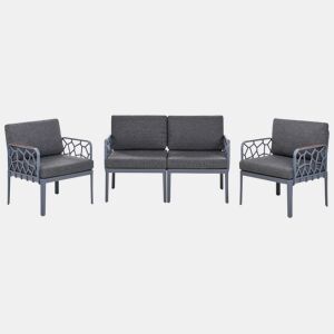 Conjunto de sofás de jardim 4 lugares ERICHE Cinzento escuro