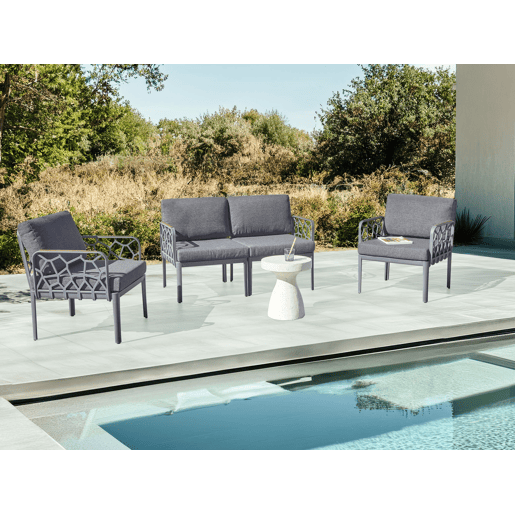 Conjunto de sofás de jardim 4 lugares ERICHE Cinzento escuro Conjunto de sofás de jardim 4 lugares ERICHE Cinzento escuro