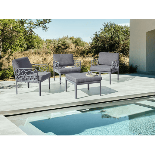 Conjunto de sofás de jardim 4 lugares ERICHE Cinzento escuro Conjunto de sofás de jardim 4 lugares ERICHE Cinzento escuro