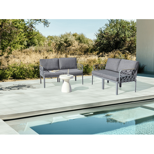 Conjunto de sofás de jardim 4 lugares ERICHE Cinzento escuro Conjunto de sofás de jardim 4 lugares ERICHE Cinzento escuro