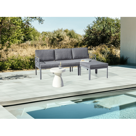 Conjunto de sofás de jardim 4 lugares ERICHE Cinzento escuro Conjunto de sofás de jardim 4 lugares ERICHE Cinzento escuro