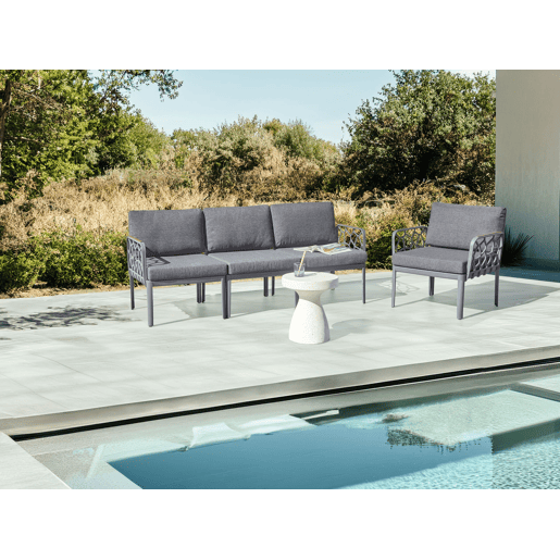 Conjunto de sofás de jardim 4 lugares ERICHE Cinzento escuro Conjunto de sofás de jardim 4 lugares ERICHE Cinzento escuro