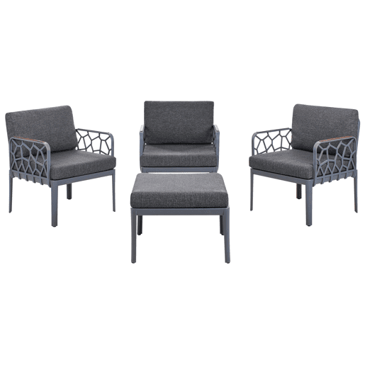 Conjunto de sofás de jardim 4 lugares ERICHE Cinzento escuro Conjunto de sofás de jardim 4 lugares ERICHE Cinzento escuro
