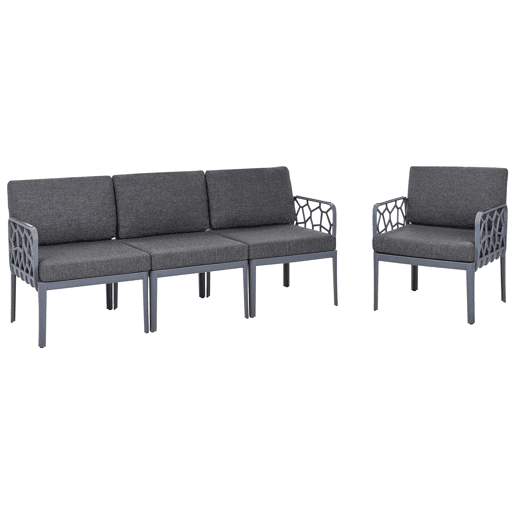 Conjunto de sofás de jardim 4 lugares ERICHE Cinzento escuro Conjunto de sofás de jardim 4 lugares ERICHE Cinzento escuro