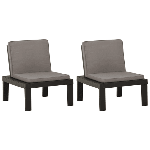 vidaXL Cadeiras de jardim com almofadões 2 pcs plástico cinzento