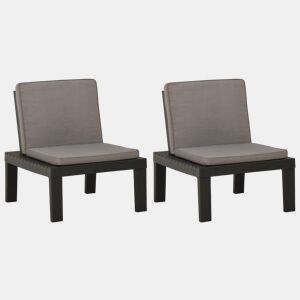 vidaXL Cadeiras de jardim com almofadões 2 pcs plástico cinzento