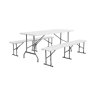 Mesa de receção dobrável em plástico e banco, Fiesta, Branco, 180x69.5x73.5 cm