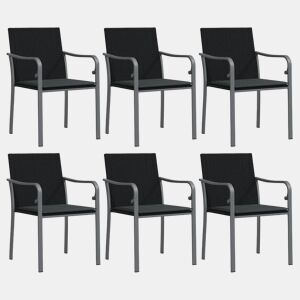 vidaXL Cadeiras jardim c almofadões 6pcs 56x59x84 cm vime PE preto