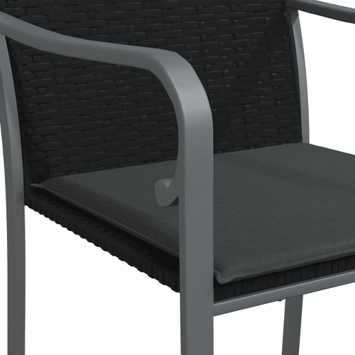 vidaXL Cadeiras jardim c almofadões 6pcs 56x59x84 cm vime PE preto