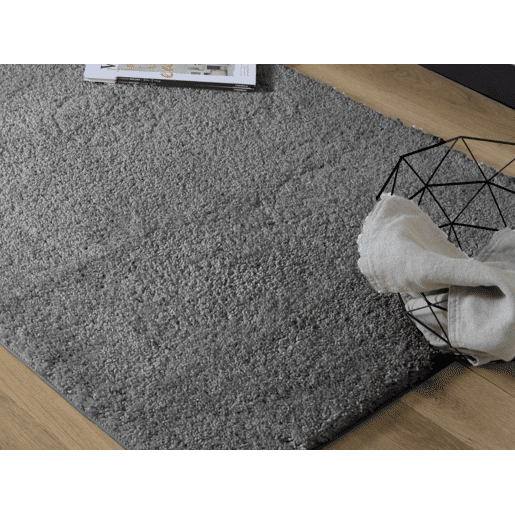 Tapete liso AMBIHOME CARACAS 01 - Cinzento, pelo alto, 115x170cm