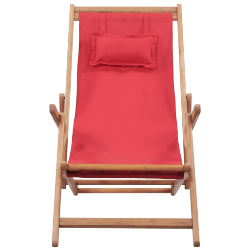 vidaXL Cadeira de praia dobrĂ¡vel tecido estrutura de madeira vermelho vidaXL Cadeira de praia dobrĂ¡vel tecido estrutura de madeira vermelho