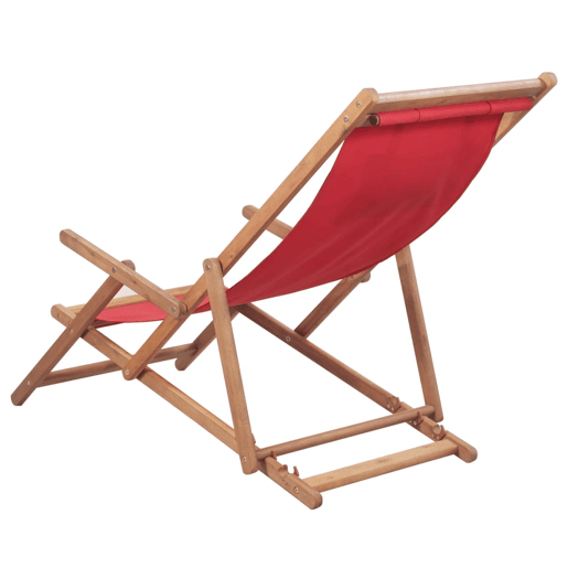 vidaXL Cadeira de praia dobrĂ¡vel tecido estrutura de madeira vermelho vidaXL Cadeira de praia dobrĂ¡vel tecido estrutura de madeira vermelho