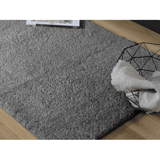 Tapete liso AMBIHOME CARACAS 01 - Cinzento, pelo alto, 160x230cm