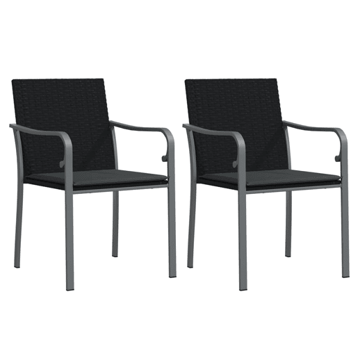 vidaXL Cadeiras jardim c almofadões 2 pcs 56x59x84 cm vime PE preto