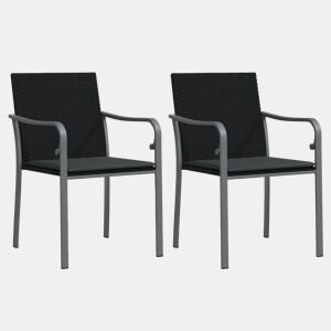 vidaXL Cadeiras jardim c almofadões 2 pcs 56x59x84 cm vime PE preto