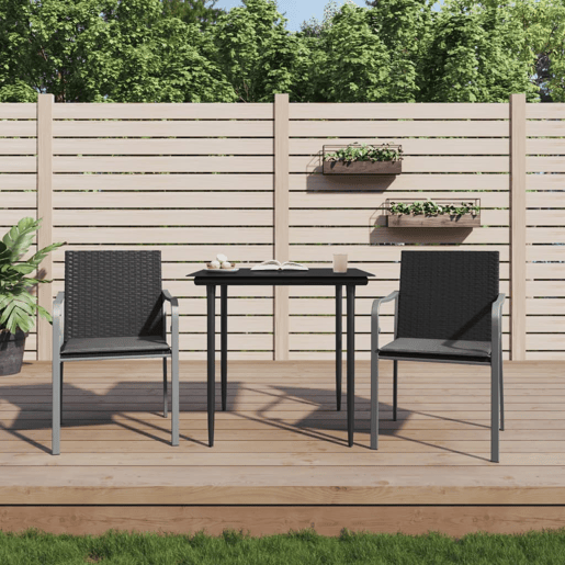 vidaXL Cadeiras jardim c almofadões 2 pcs 56x59x84 cm vime PE preto
