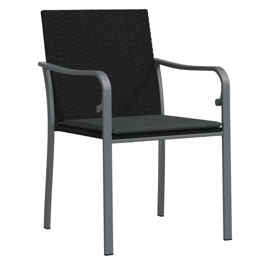 vidaXL Cadeiras jardim c almofadões 2 pcs 56x59x84 cm vime PE preto