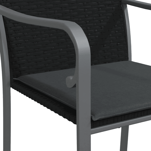 vidaXL Cadeiras jardim c almofadões 2 pcs 56x59x84 cm vime PE preto