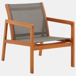 vidaXL Cadeira lounge de jardim eucalipto maciço e textilene cinzento