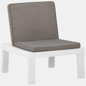 vidaXL Cadeira lounge de jardim com almofadão plástico branco