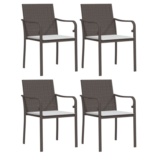 vidaXL Cadeiras jardim c almofadões 4pcs 56x59x84 cm vime PE castanho vidaXL Cadeiras jardim c almofadões 4pcs 56x59x84 cm vime PE castanho
