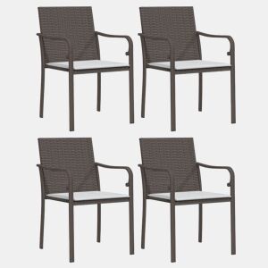 vidaXL Cadeiras jardim c almofadões 4pcs 56x59x84 cm vime PE castanho