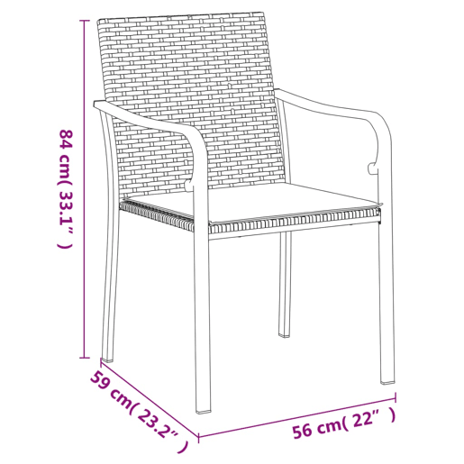 vidaXL Cadeiras jardim c almofadões 4pcs 56x59x84 cm vime PE castanho vidaXL Cadeiras jardim c almofadões 4pcs 56x59x84 cm vime PE castanho