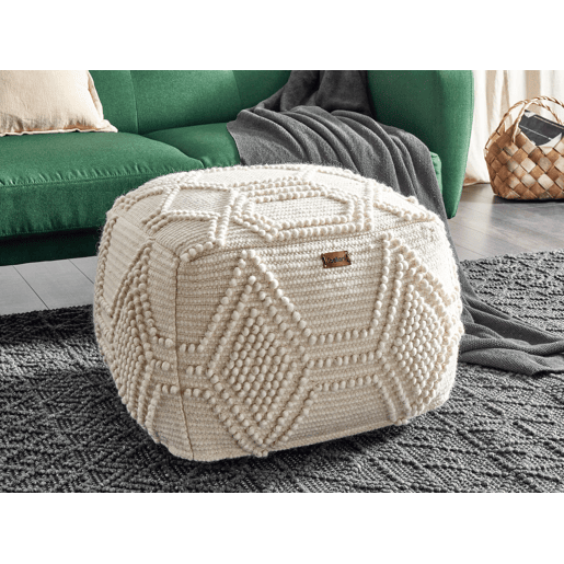 Pufe CHOIM Lã Creme 60 cm 60 cm 40 cm