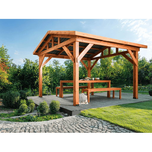 Pérgola de Jardim SECCHIA Madeira de abeto 296 cm 350 cm CastanhoCinzento
