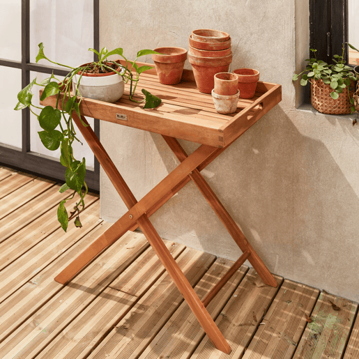 Mesa auxiliar de jardim em madeira, Murcia, Madeira, 68x44x68 cm