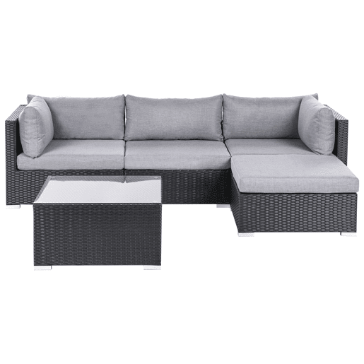 Conjunto de sofás de jardim de canto 4 lugares SANO à esquerda Preto