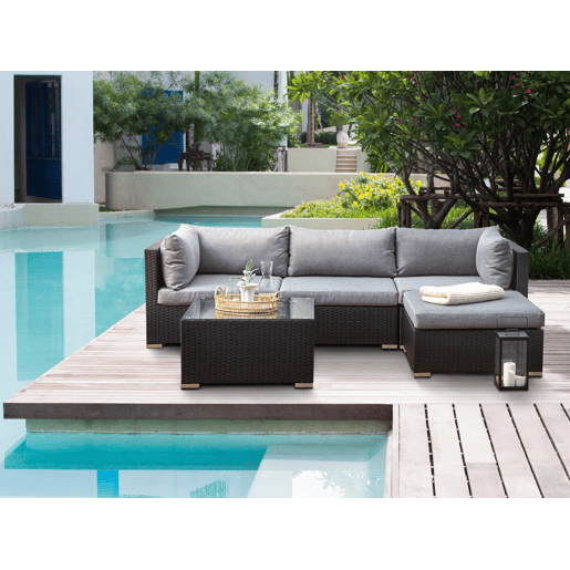 Conjunto de sofás de jardim de canto 4 lugares SANO à esquerda Preto